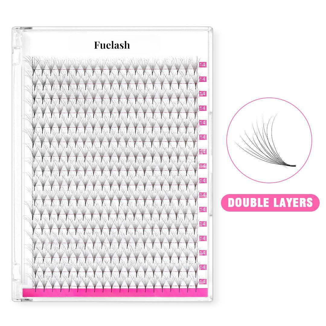 6D Double Layers Premade Volume Fans Pointy Base