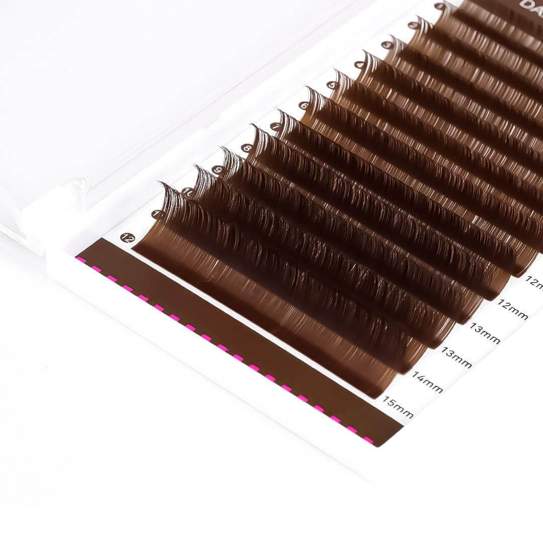 Premium Dark Brown Colored Volume Eyelash Extensions